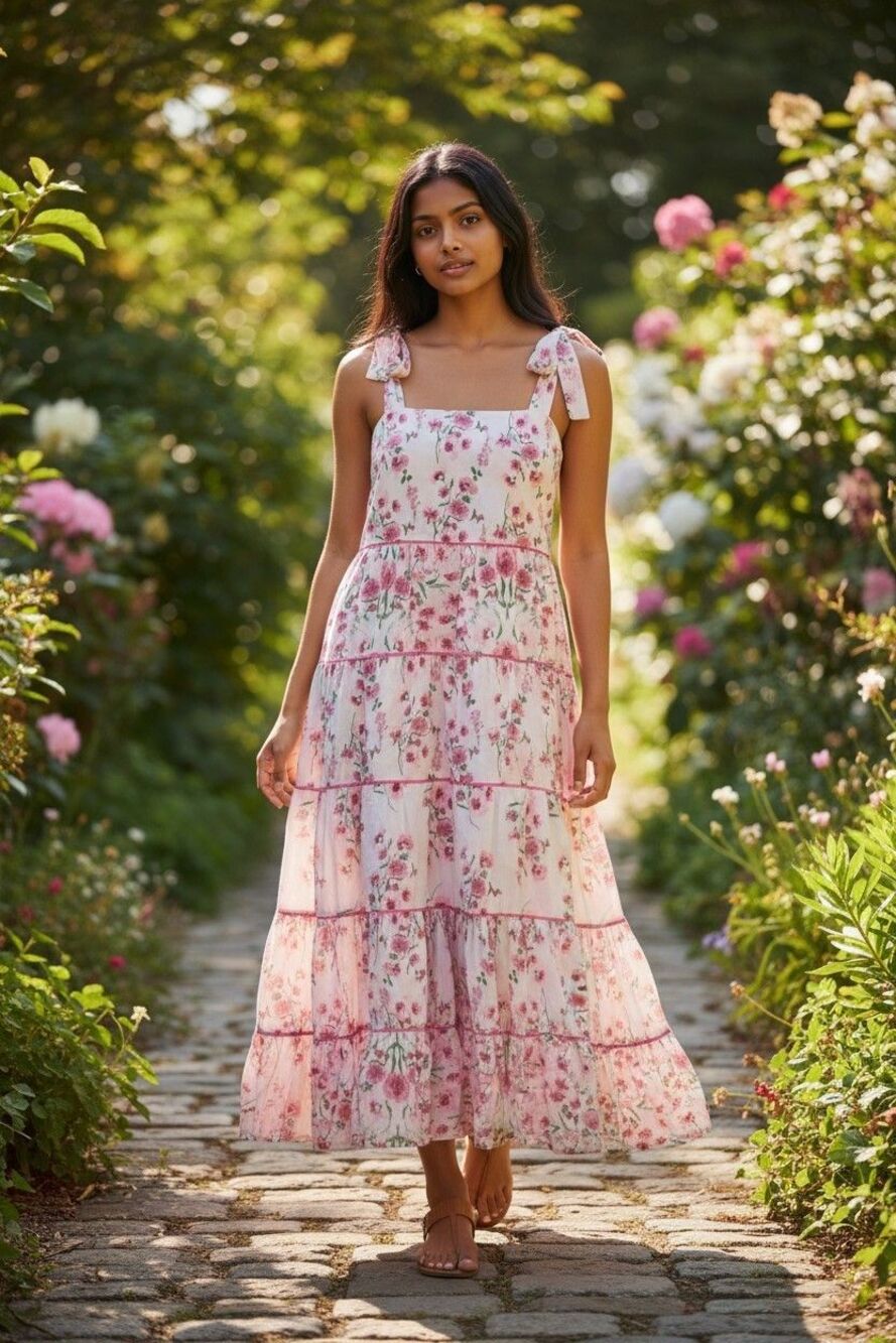 Crown & Ivy Floral Maxi Dress – Romantic Cottagecore Sleeveless Maxi Dress Sz-M
